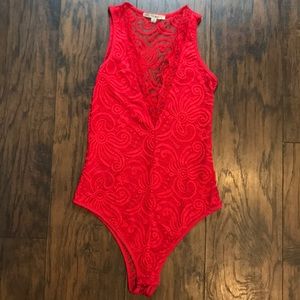 Haute Monde Red Lace Body Suit